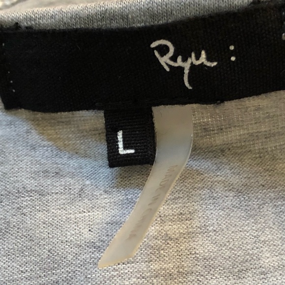 Ryu Gray Long Sleeve Tulle Slip Dress•Lace Hem•Size L - Picture 7 of 8